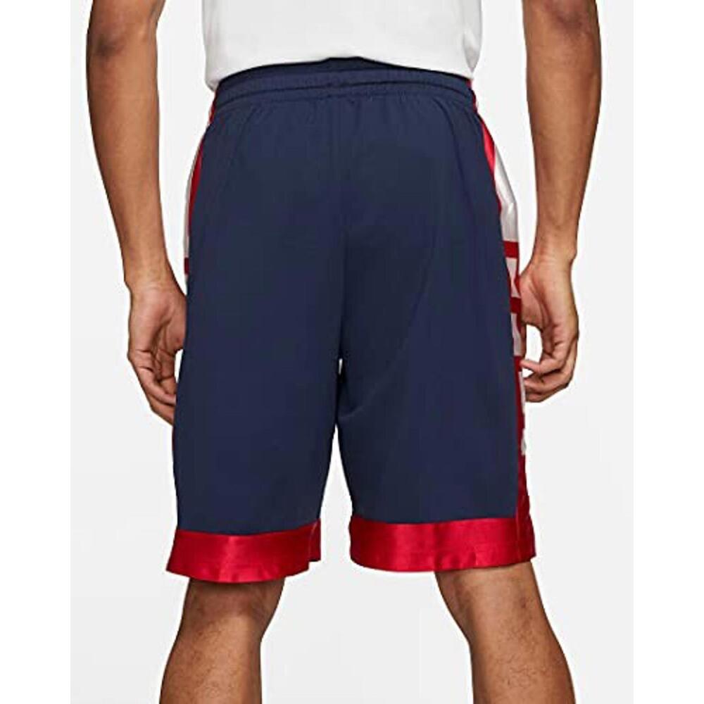 Nike Mens Dri-FIT Elite Stripe Basketball Training Shorts Navy Red White Medium